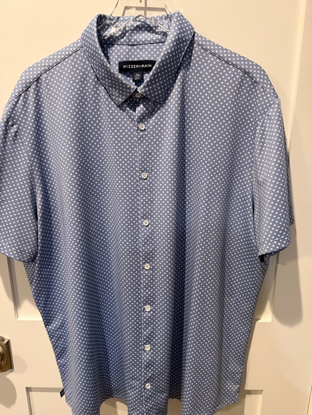 Mizzen+Main Leeward Classic Fit Lt Blue Micro Dot Short Sleeve Button-Up XXL